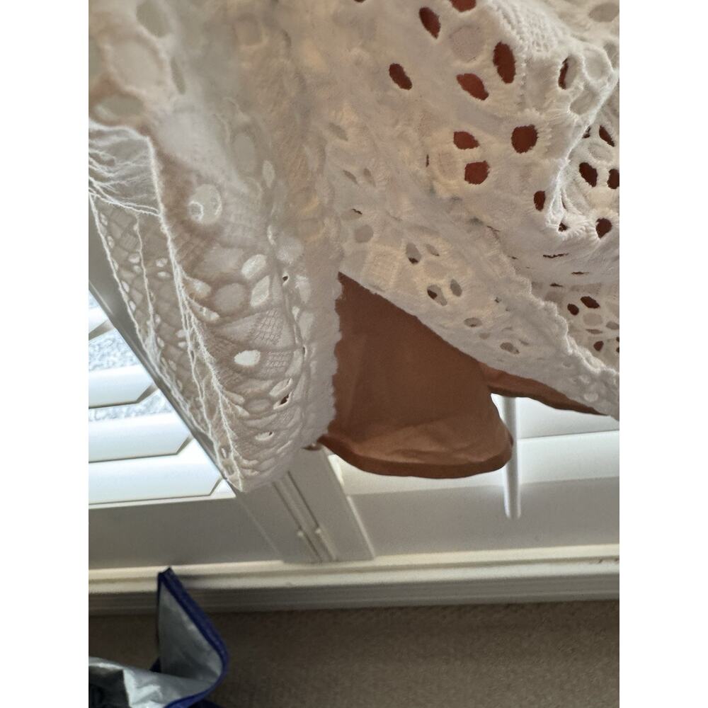 🔴Michael Michael Kors Women's Geo Eyelet Cutout Ruffled Dress White, US 4 - Picture 6 of 8